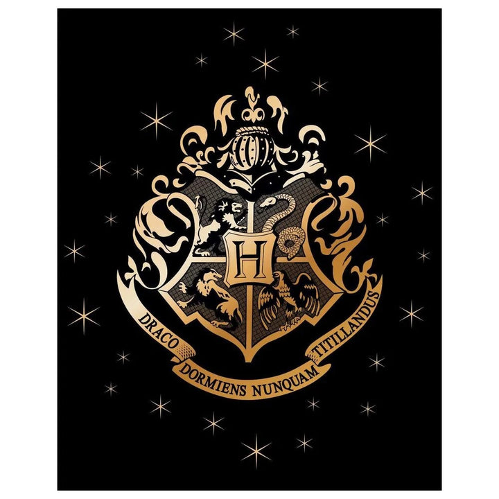 Coperta premium nera con stemma di Hogwarts - Il Negozio delle Necessità