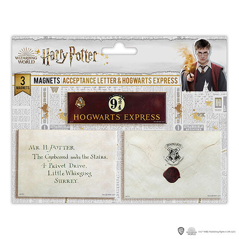 Set 3 magneti Lettera di Hogwarts e Binario 9 3/4 - Il Negozio delle Necessità